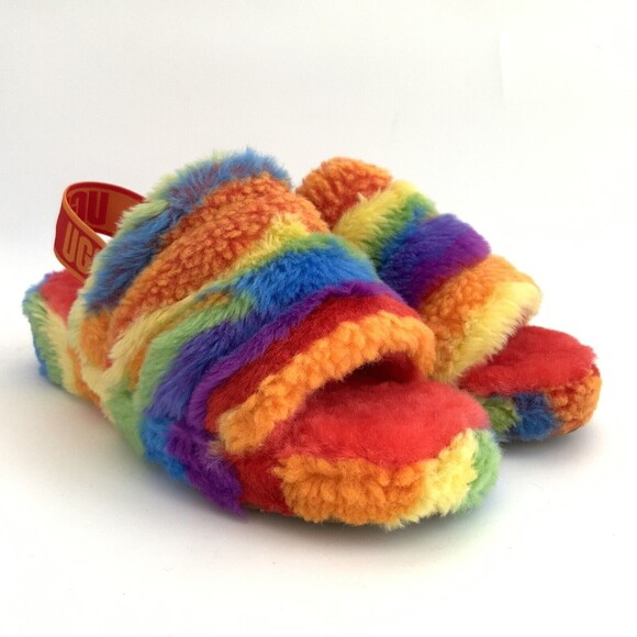 New UGG Australia Rainbow Fluff Yeah Slide Cali Collage Sandals 9 - Picture 12 of 12